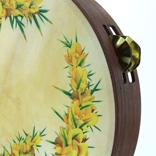 Pandeira de pino marrón, 8 pares de ferreñas manuais douradas e coiro impreso con toxo - Imaxe 2