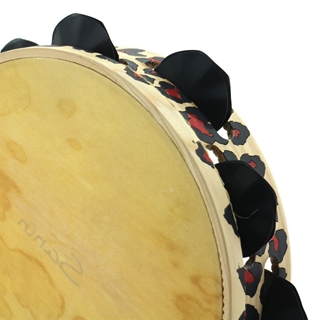 Pandeireta 9 pares con decorado de leopardo e ferreñas manuais temperadas negras - Imaxe 1