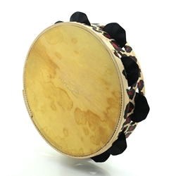 Pandeireta 9 pares con decorado de leopardo e ferreñas manuais temperadas negras - Imaxe 2