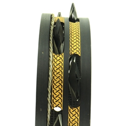 Pandeireta 9 pares negra con trenzado celta dourado e ferreñas manuais temperadas negras - Imaxe 1