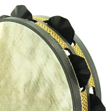 Pandeireta 9 pares negra con trenzado celta dourado e ferreñas manuais temperadas negras - Imaxe 2