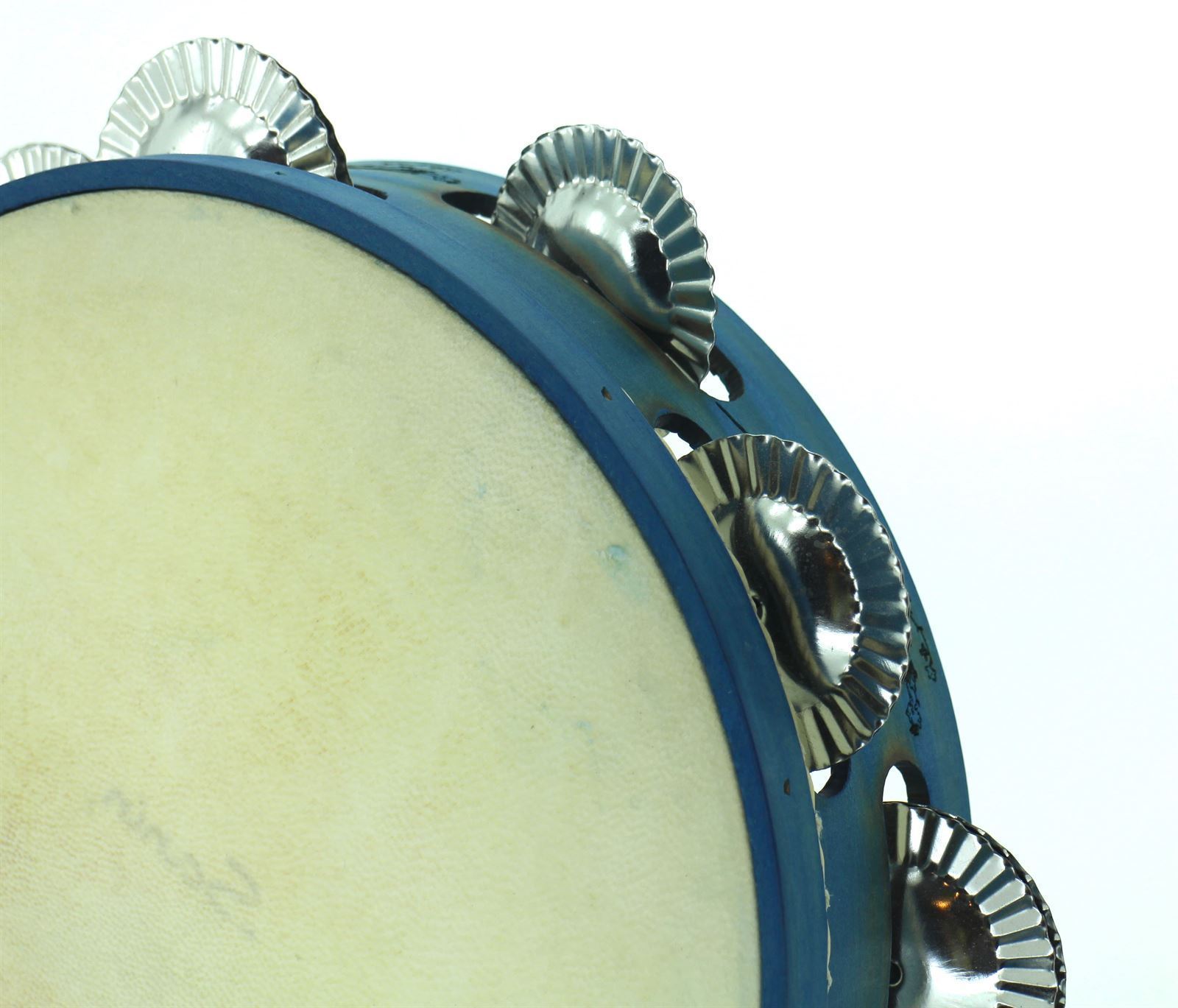Pandeireta azul de 9 pares con decorado de paporrubio - Imaxe 1