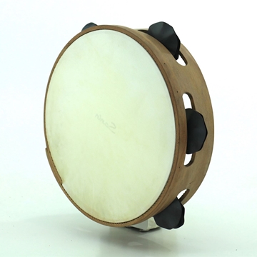 Pandeireta de 5 pares (en tamaño de 9 pares) en cor castaño claro con ferreñas manuais temperadas - Imaxe 1