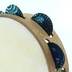 Pandeireta de nogueira 9 pares de ferreñas tradicionais de lata de marmelo coa parte azul - Imaxe 1