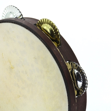 Pandeireta de rondalla marrón de 7 pares con ferreñas tradicionais mixtas - Imaxe 1