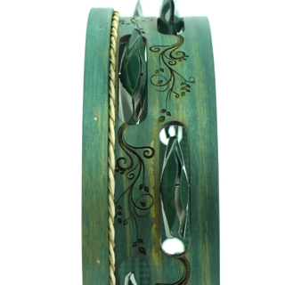 Pandeireta "Flores Modernistas" verde botella - Imaxe 1