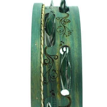 Pandeireta "Flores Modernistas" verde botella - Imaxe 1