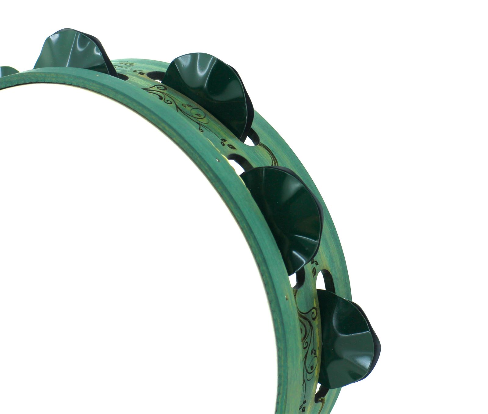 Pandeireta "Flores Modernistas" verde botella - Imaxe 2