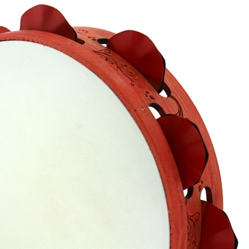 Pandeireta "Flores Modernistas" vermella - Imaxe 2