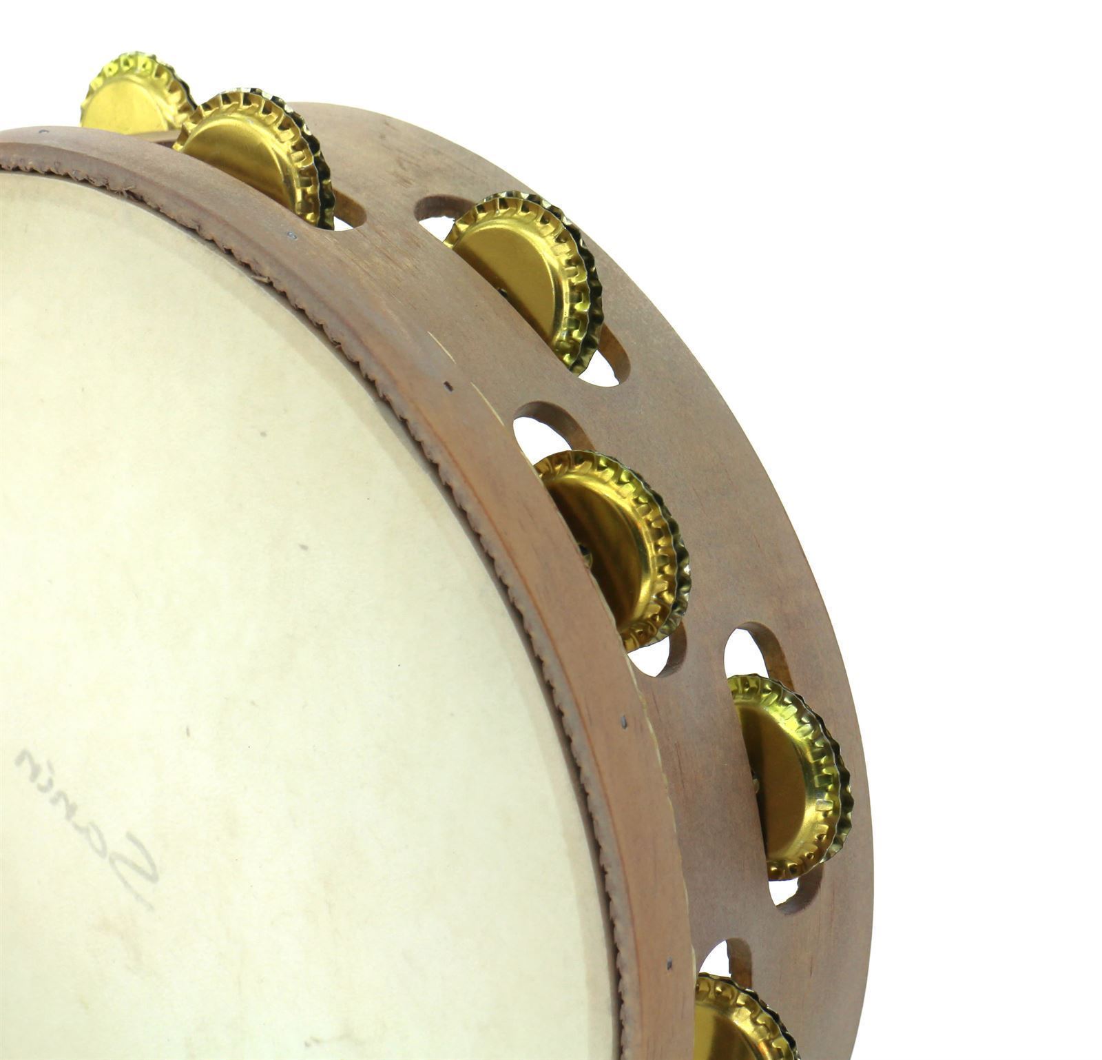 Pandeireta marrón claro de 13 pares de chapas douradas - Imaxe 1