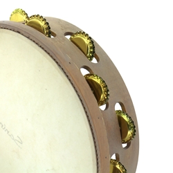 Pandeireta marrón claro de 13 pares de chapas douradas - Imaxe 1