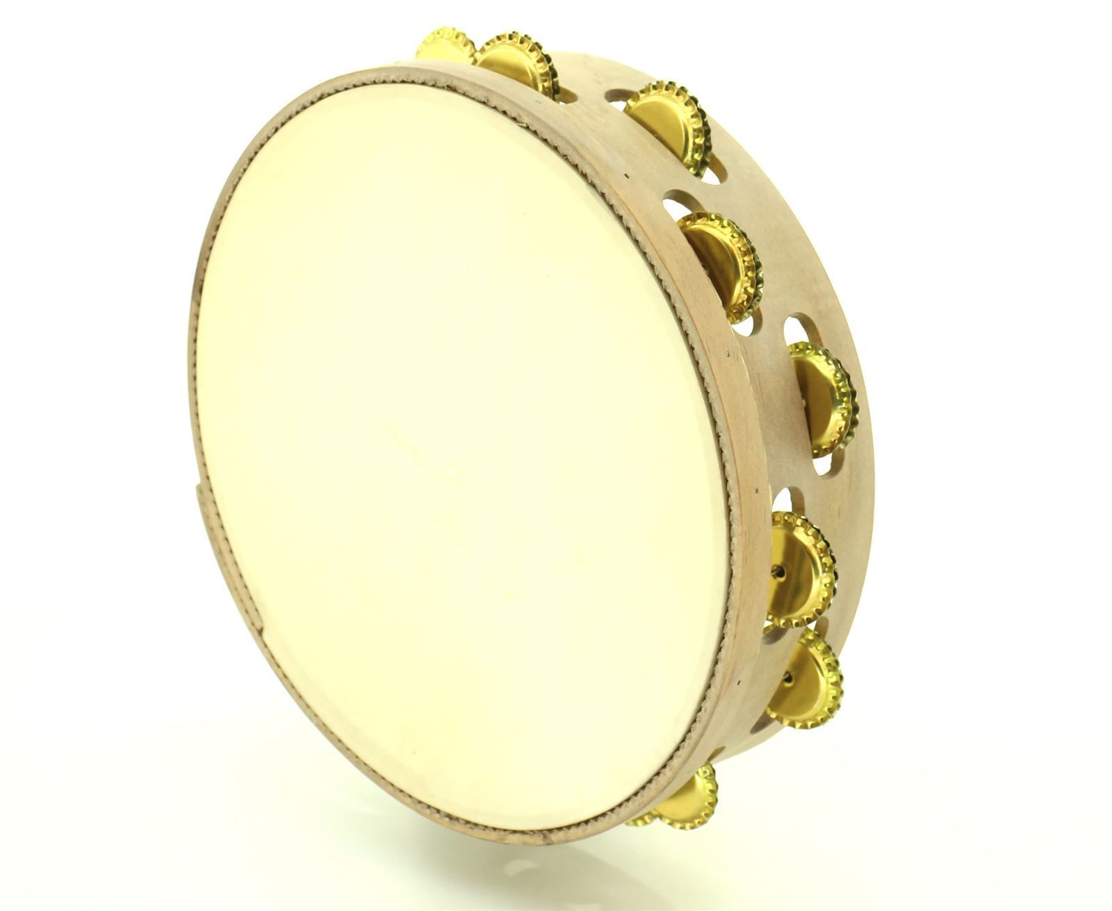 Pandeireta marrón claro de 13 pares de chapas douradas - Imaxe 2