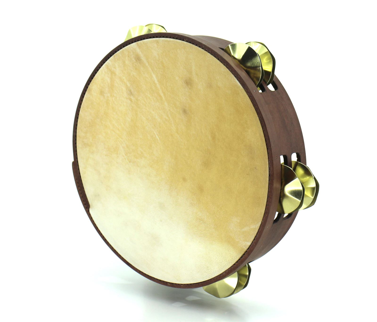 Pandeireta marrón de 10 pares de ferreñas manuais douradas - Imaxe 1