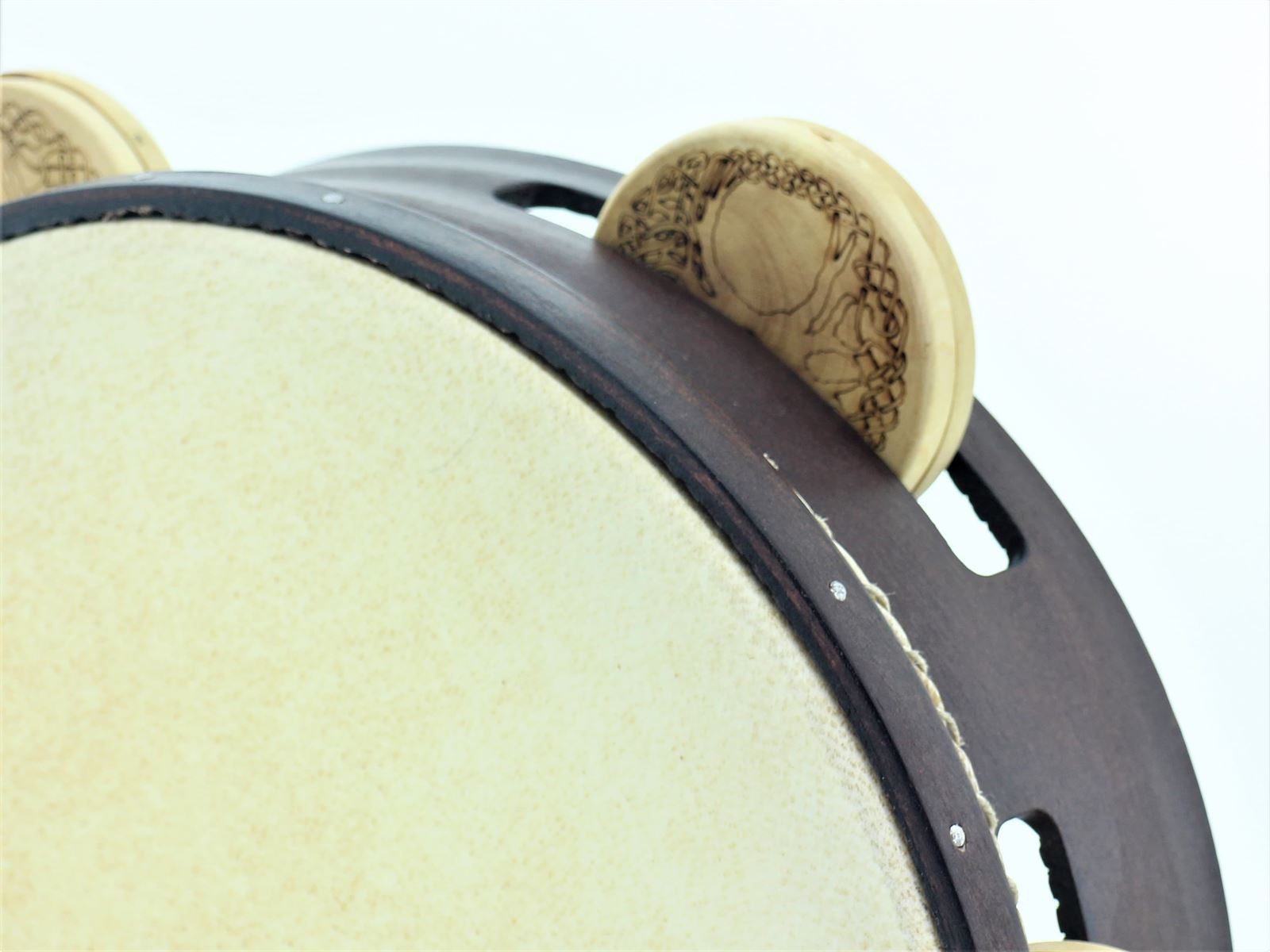 Pandeireta marrón de 5 pares (tamaño 9 pares) de ferreñas de madeira de buxo - Imaxe 2