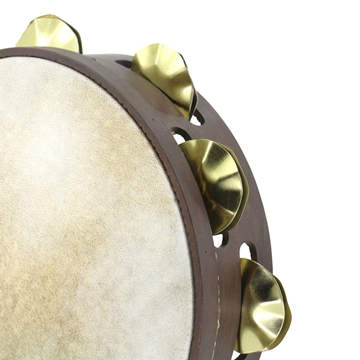 Pandeireta marrón de 9 pares de ferreñas manuais douradas - Imaxe 1