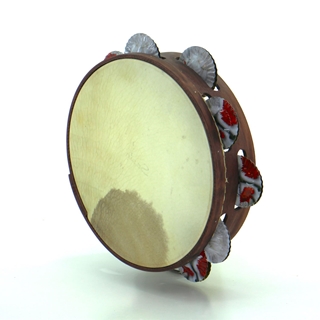 Pandeireta marrón de 9 pares de ferreñas tradicionais de lata de marmelo con parche rústico - Imaxe 1