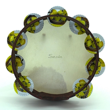 Pandeireta marrón de 9 pares de ferreñas tradicionais de lata de marmelo con parche rústico - Imaxe 2