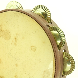 Pandeireta marrón de 9 pares de ferreñas tradicionais douradas con parche rústico - Imaxe 1