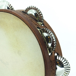 Pandeireta marrón de 9 pares decorada con flores modernistas - Imaxe 2