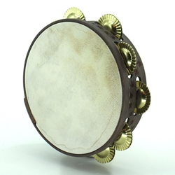 Pandeireta marrón de 9 pares decorada con follas de vide - Imaxe 2