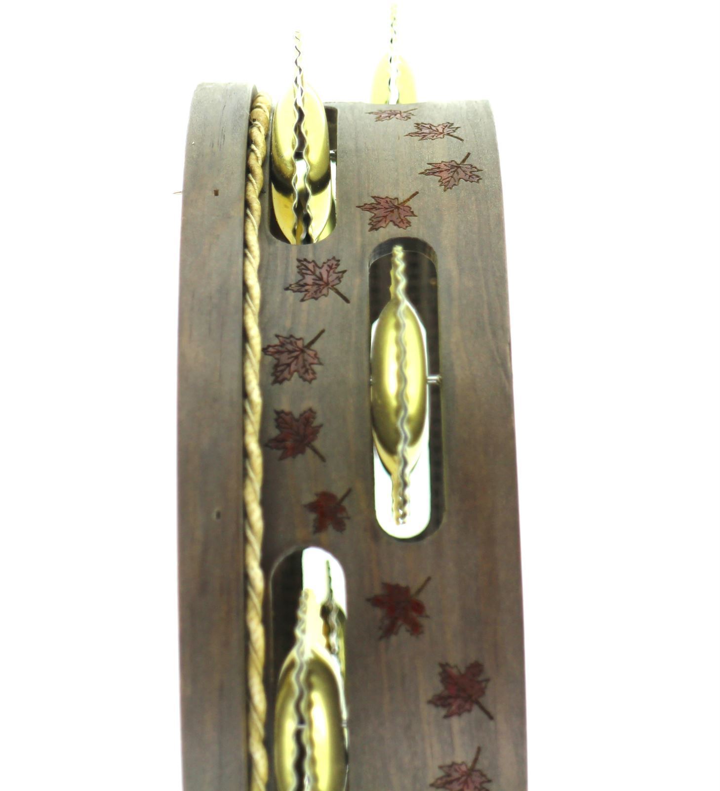 Pandeireta marrón de 9 pares decorada con follas de vide - Imaxe 3