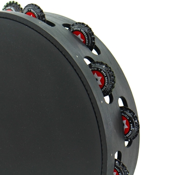 Pandeireta negra de 13 pares de chapas recicladas co parche negro - Imaxe 2