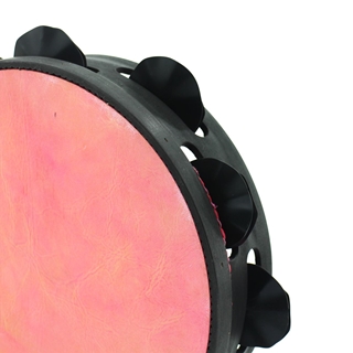 Pandeireta negra de 9 pares de ferreñas manuais negras e parche rosa - Imaxe 1