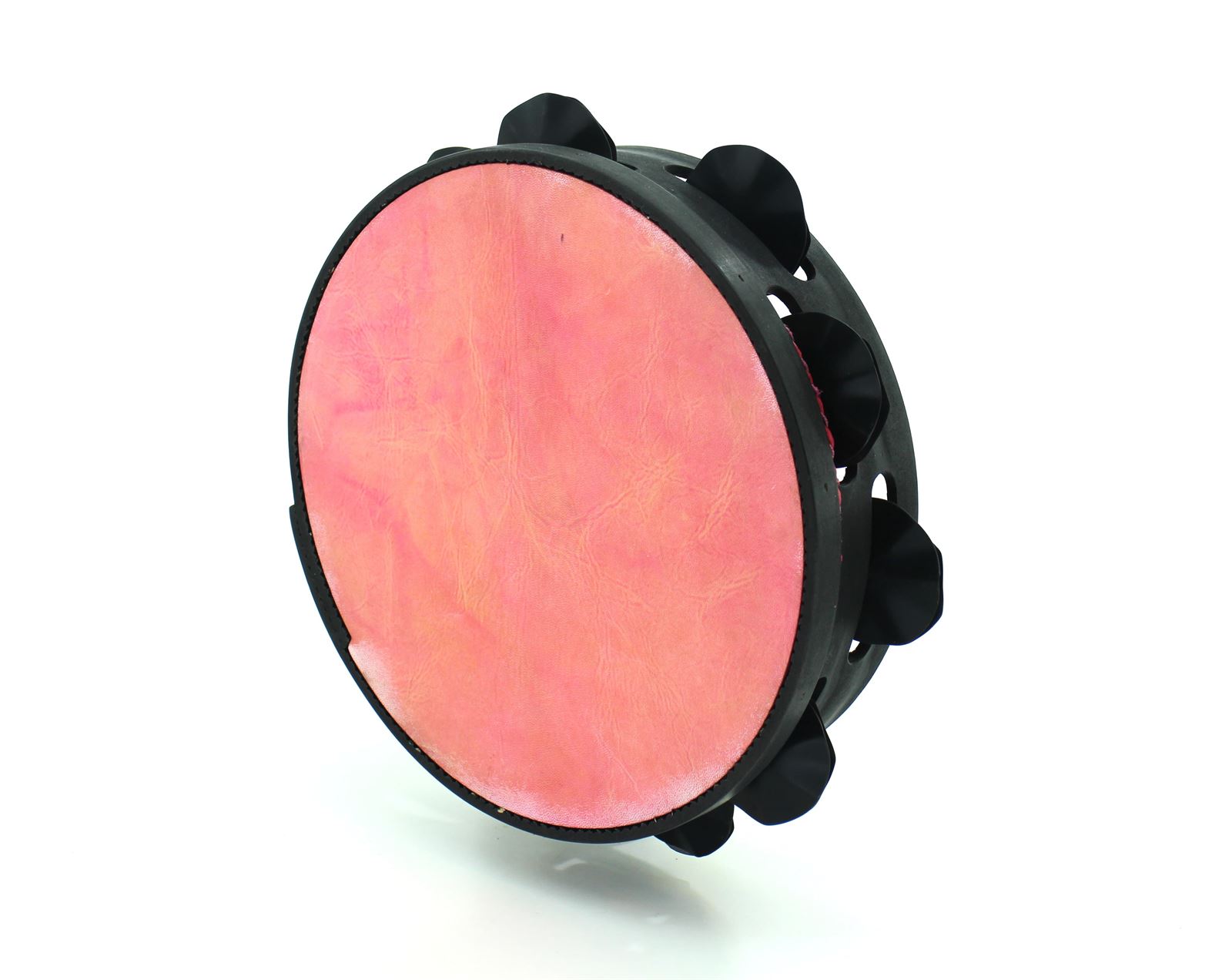 Pandeireta negra de 9 pares de ferreñas manuais negras e parche rosa - Imaxe 2