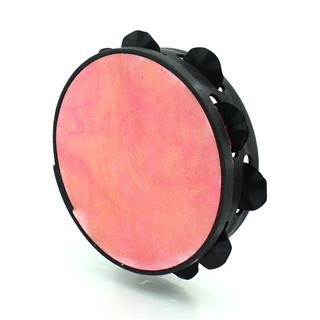 Pandeireta negra de 9 pares de ferreñas manuais negras e parche rosa - Imaxe 2