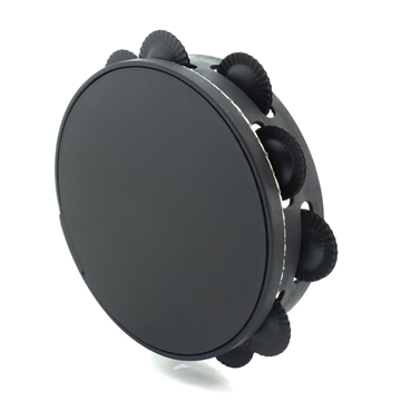 Pandeireta negra de 9 pares de ferreñas tradicionais negras e parche negro - Imaxe 1