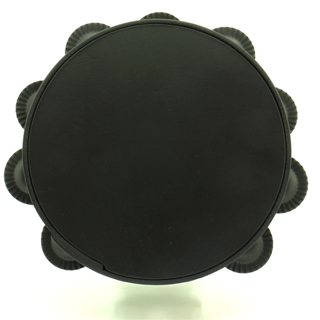 Pandeireta negra de 9 pares de ferreñas tradicionais negras e parche negro - Imaxe 2