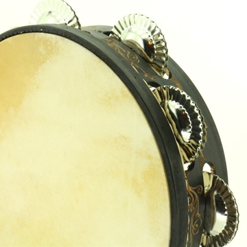 Pandeireta negra de 9 pares decorada con flores modernistas - Imaxe 2