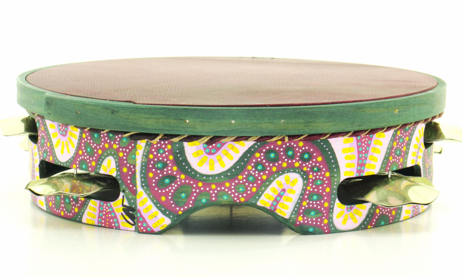 Pandeireta pintada a man por Carlota Suárez de 9 pares e ferreñas manuais douradas II - Imaxe 2