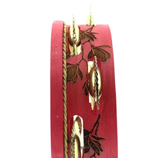 Pandeireta rosa de 9 pares con decorado de polas de magnolio - Imaxe 1