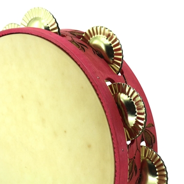 Pandeireta rosa de 9 pares con decorado de polas de magnolio - Imaxe 2