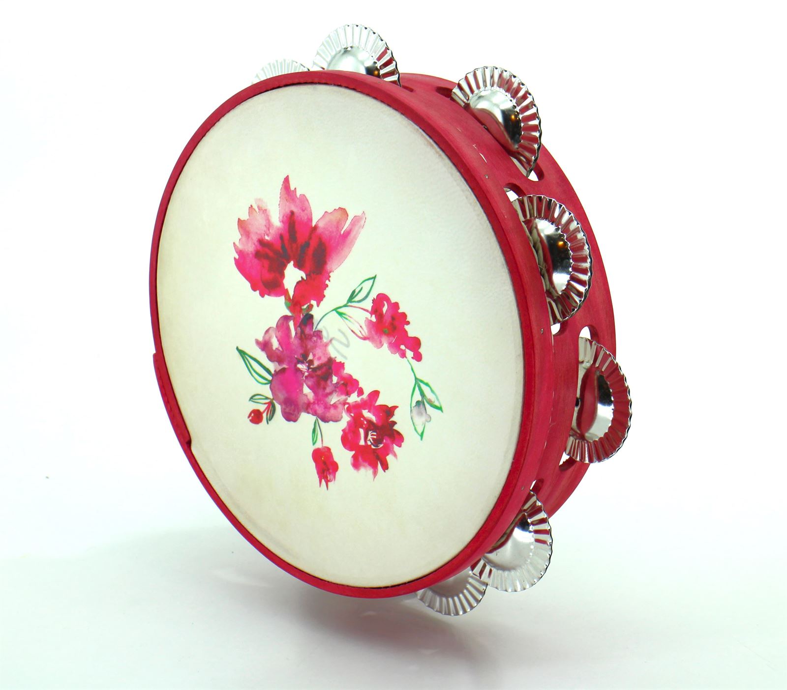 Pandeireta rosa de 9 pares e ilustración de flores rosas - Imaxe 1