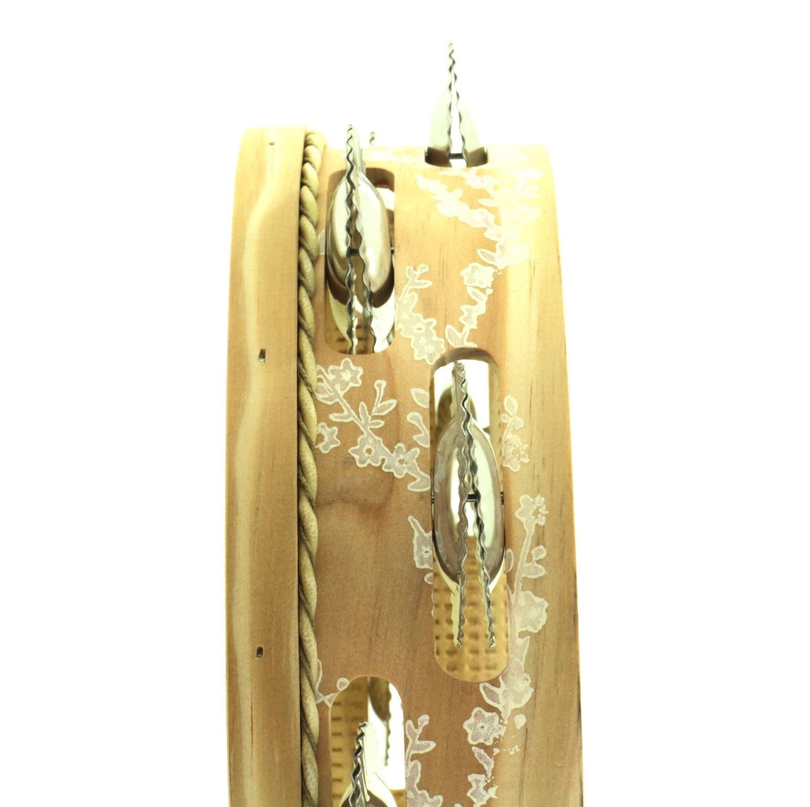 Pandeireta tradicional de 9 pares de cor con flores brancas - Imaxe 11