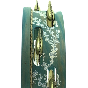 Pandeireta tradicional de 9 pares de cor con flores brancas - Imaxe 2