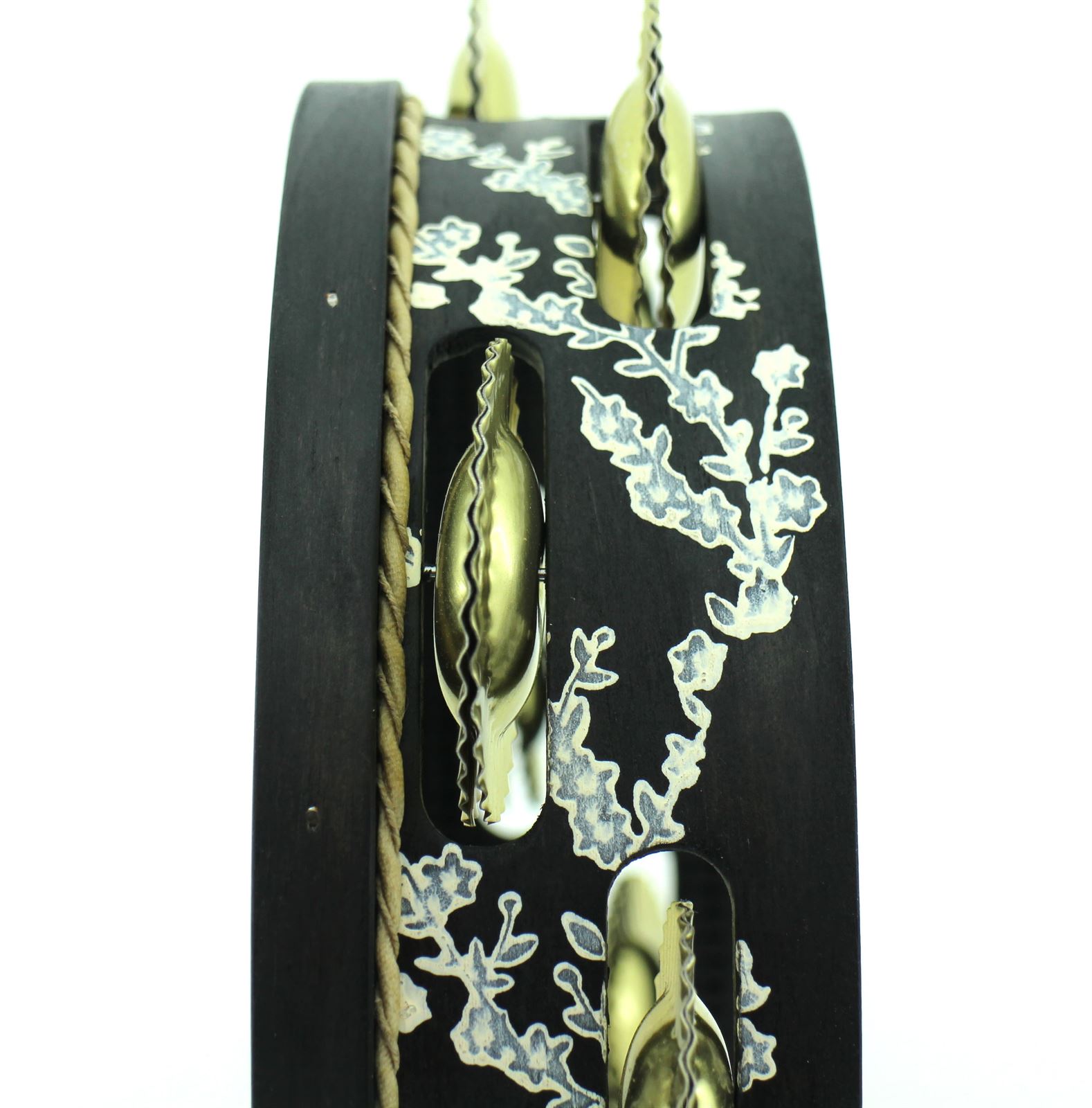 Pandeireta tradicional de 9 pares de cor con flores brancas - Imaxe 4