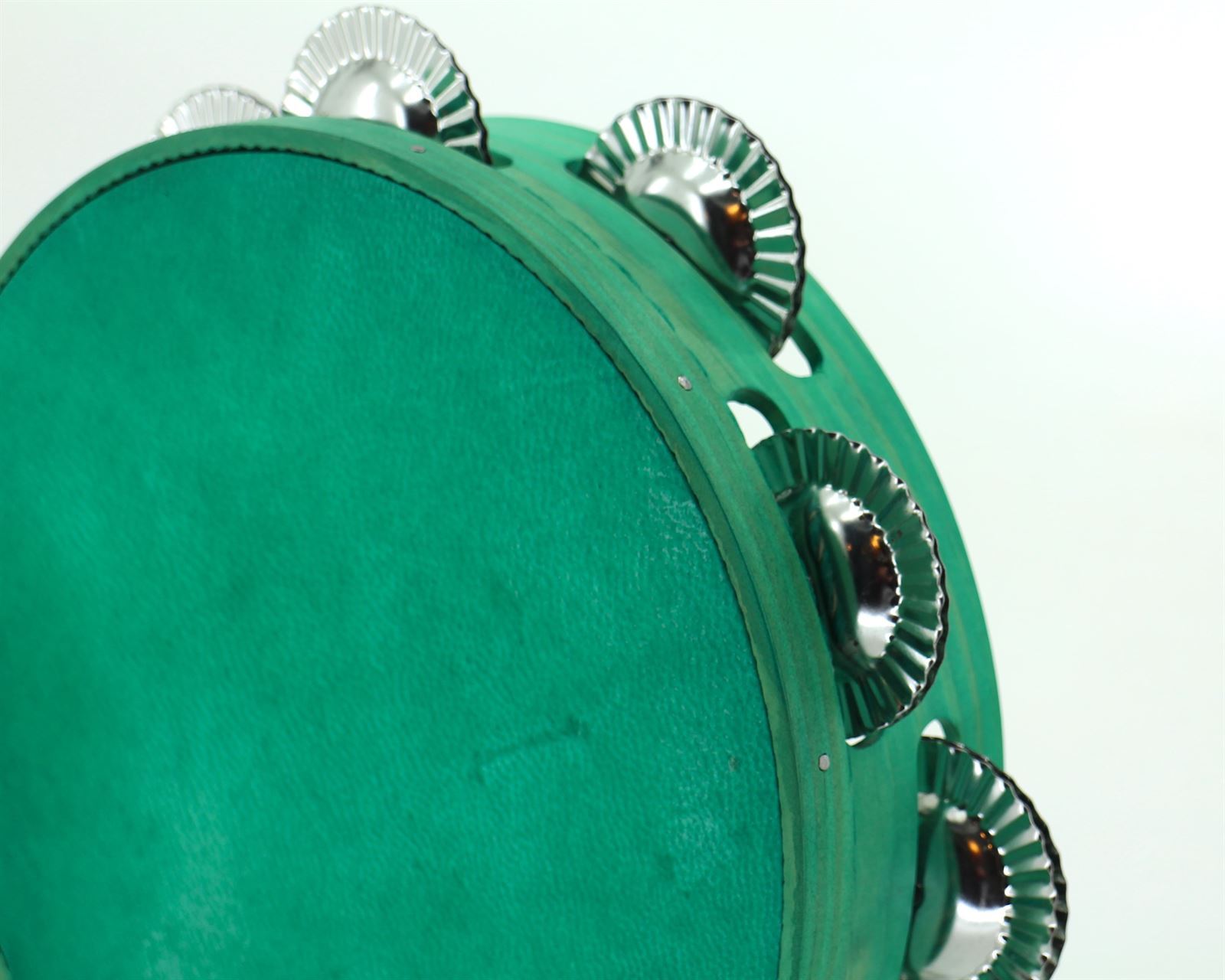 Pandeireta tuquesa de 9 pares de ferreñas co coiro tinguido de turquesa - Imaxe 1