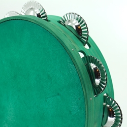 Pandeireta tuquesa de 9 pares de ferreñas co coiro tinguido de turquesa - Imaxe 1