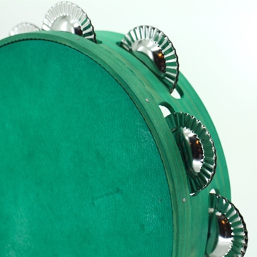 Pandeireta tuquesa de 9 pares de ferreñas co coiro tinguido de turquesa - Imaxe 1