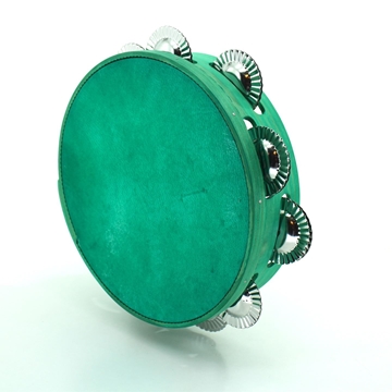 Pandeireta tuquesa de 9 pares de ferreñas co coiro tinguido de turquesa - Imaxe 2