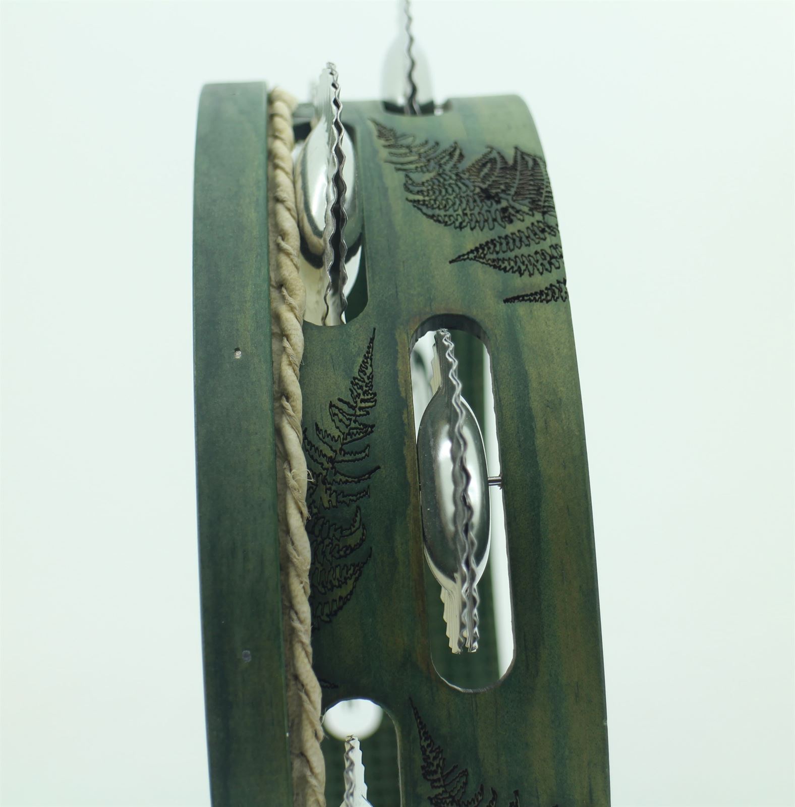 Pandeireta verde botella de 9 pares decorada con fentos - Imaxe 2