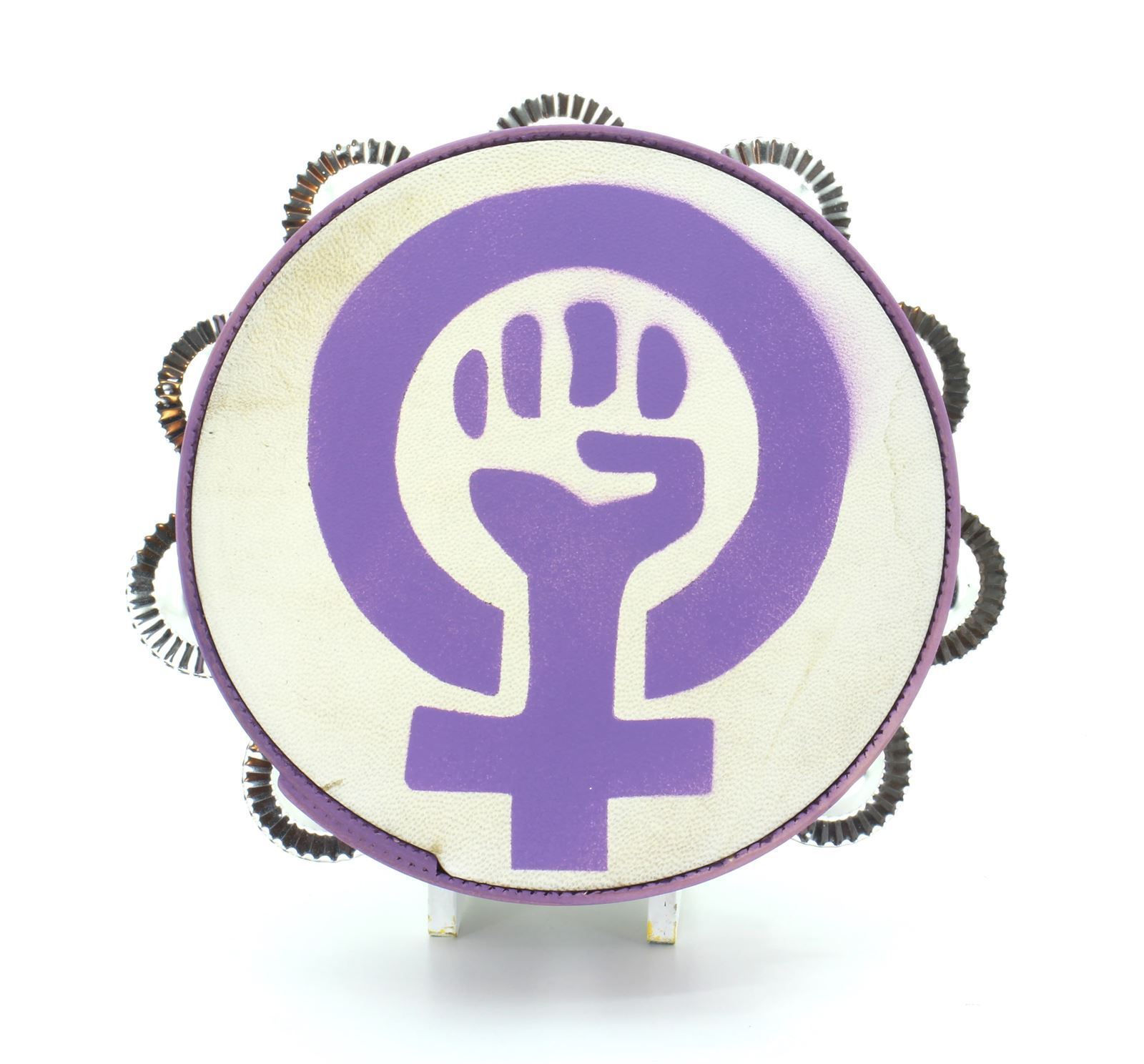 Pandeireta violeta 9 pares con ilustración do símbolo feminista - Imaxe 3
