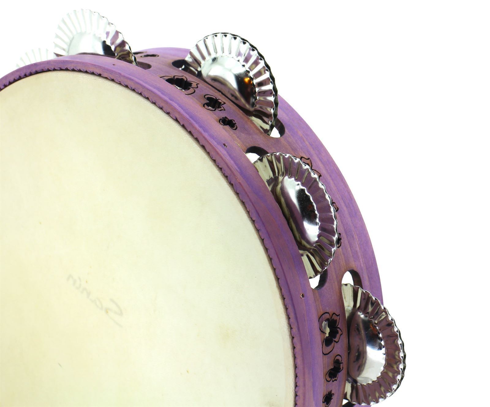 Pandeireta violeta de 9 pares con decorado de bolboretas - Imaxe 2