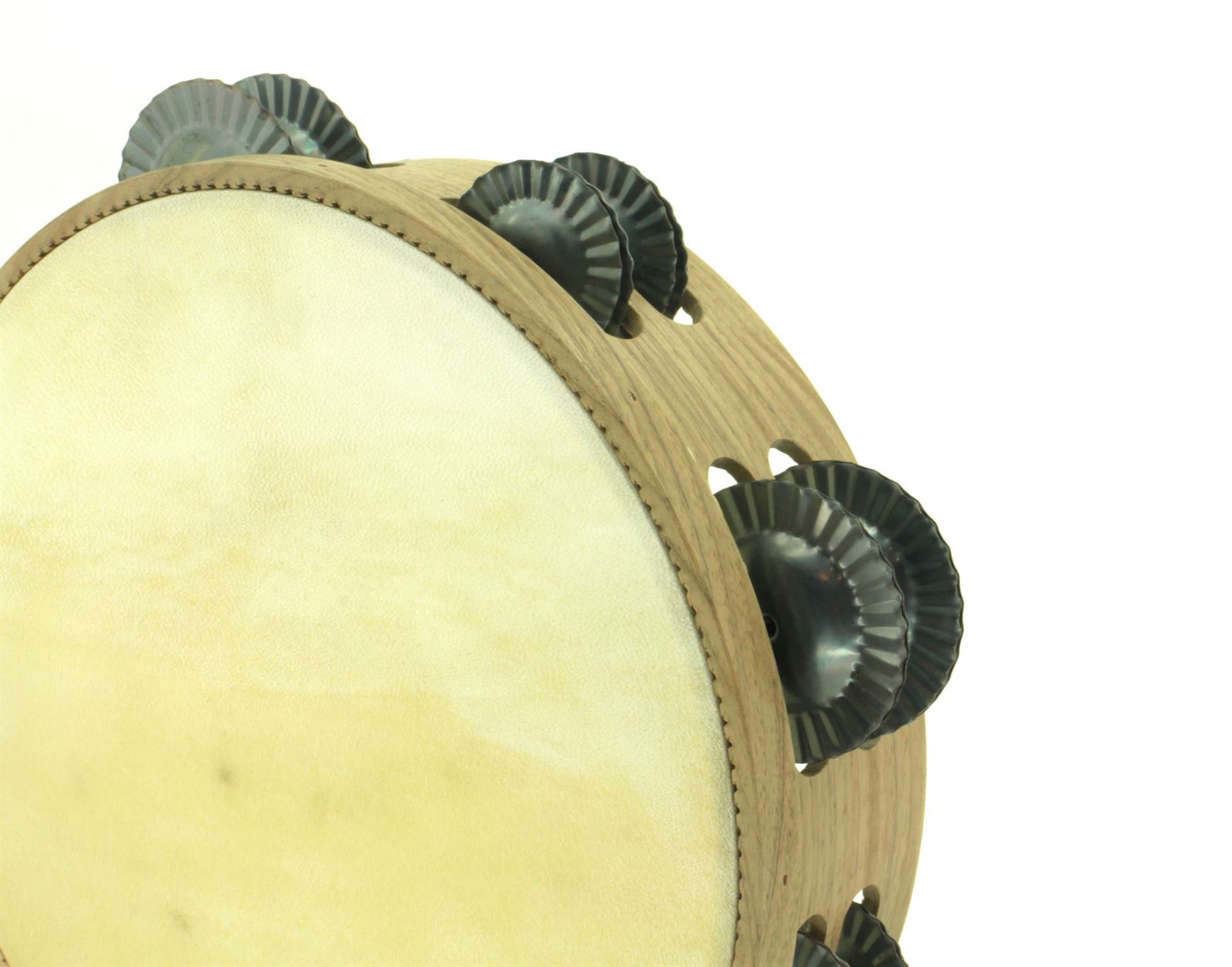 Pandero vasco de 14 pares en nogal sonajas tradicionales templadas - Imaxe 1