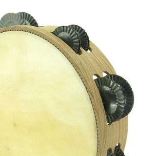 Pandero vasco de 14 pares en nogal sonajas tradicionales templadas - Imaxe 1