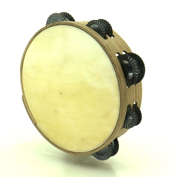 Pandero vasco de 14 pares en nogal sonajas tradicionales templadas - Imaxe 2