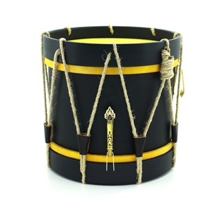 TAMBORIL DE 10" DE PINO DE COR NEGRO E COIRO AMERELO - Imaxe 1